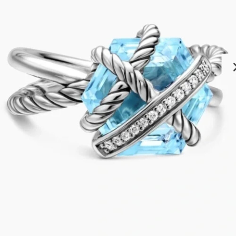 David Yurman Silver and Blue Ring